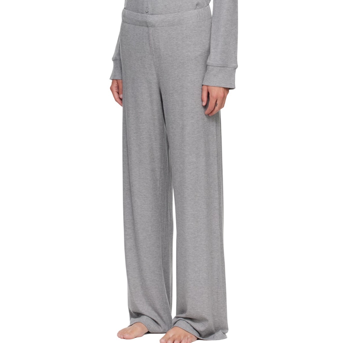 Skims Soft Lounge Sleep Pants 2x Heather Gray Ribbed Wide Leg Pajama Lounge